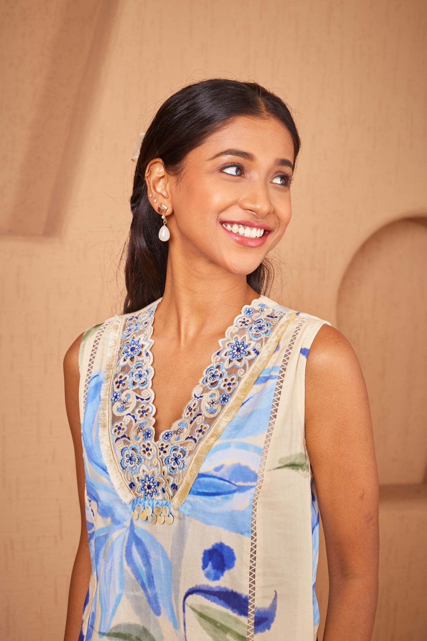 Anupreet Sidhu in Canary A-Line Sleeveless Kurta Set