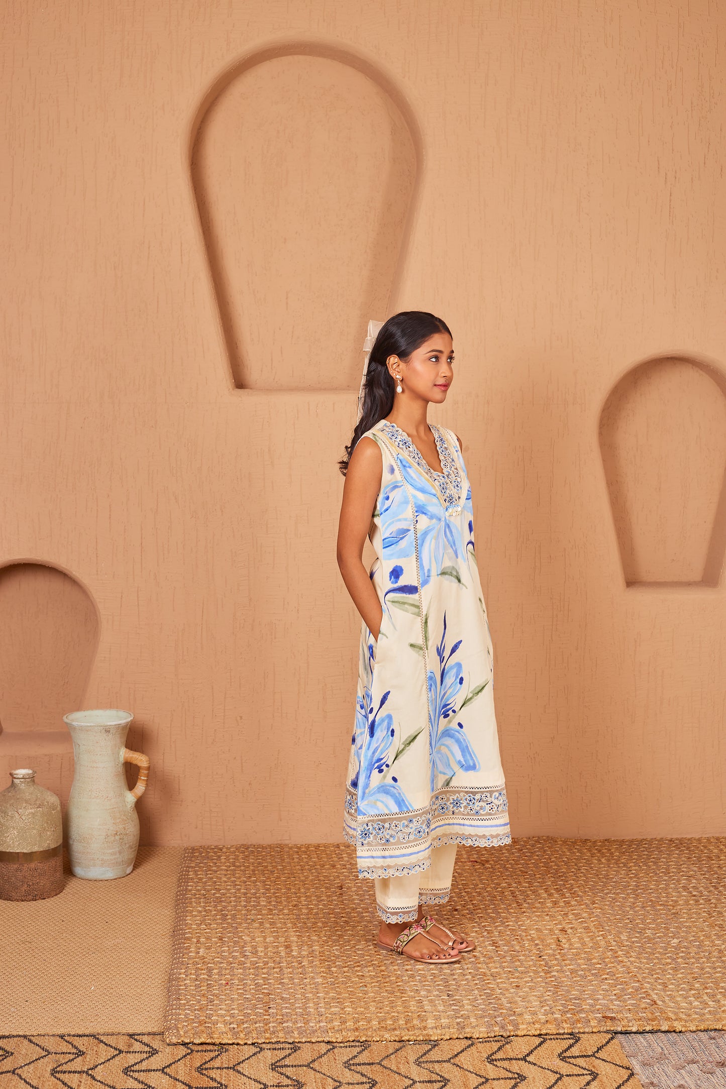 Anupreet Sidhu in Canary A-Line Sleeveless Kurta Set