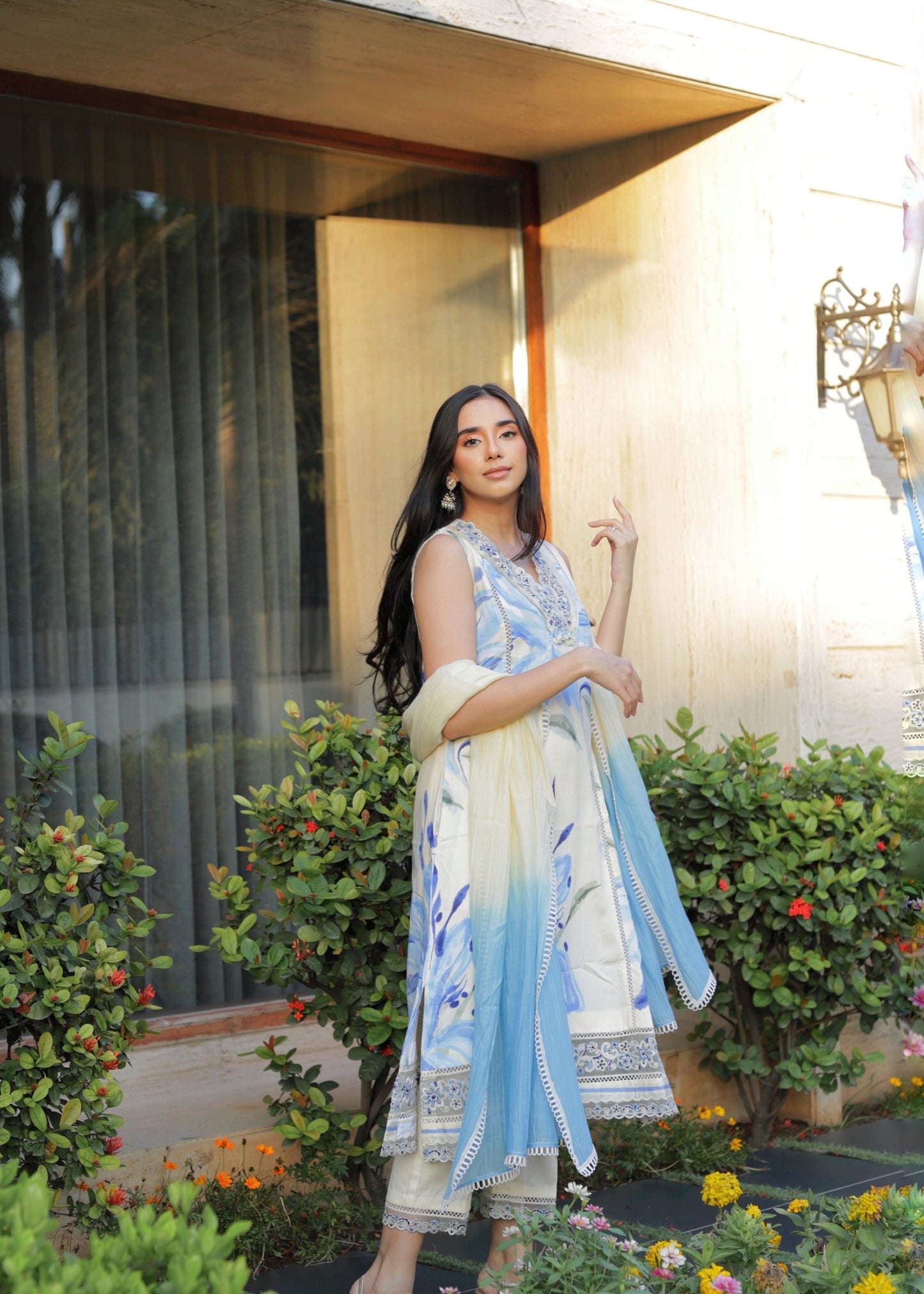 Anupreet Sidhu in Canary A-Line Sleeveless Kurta Set