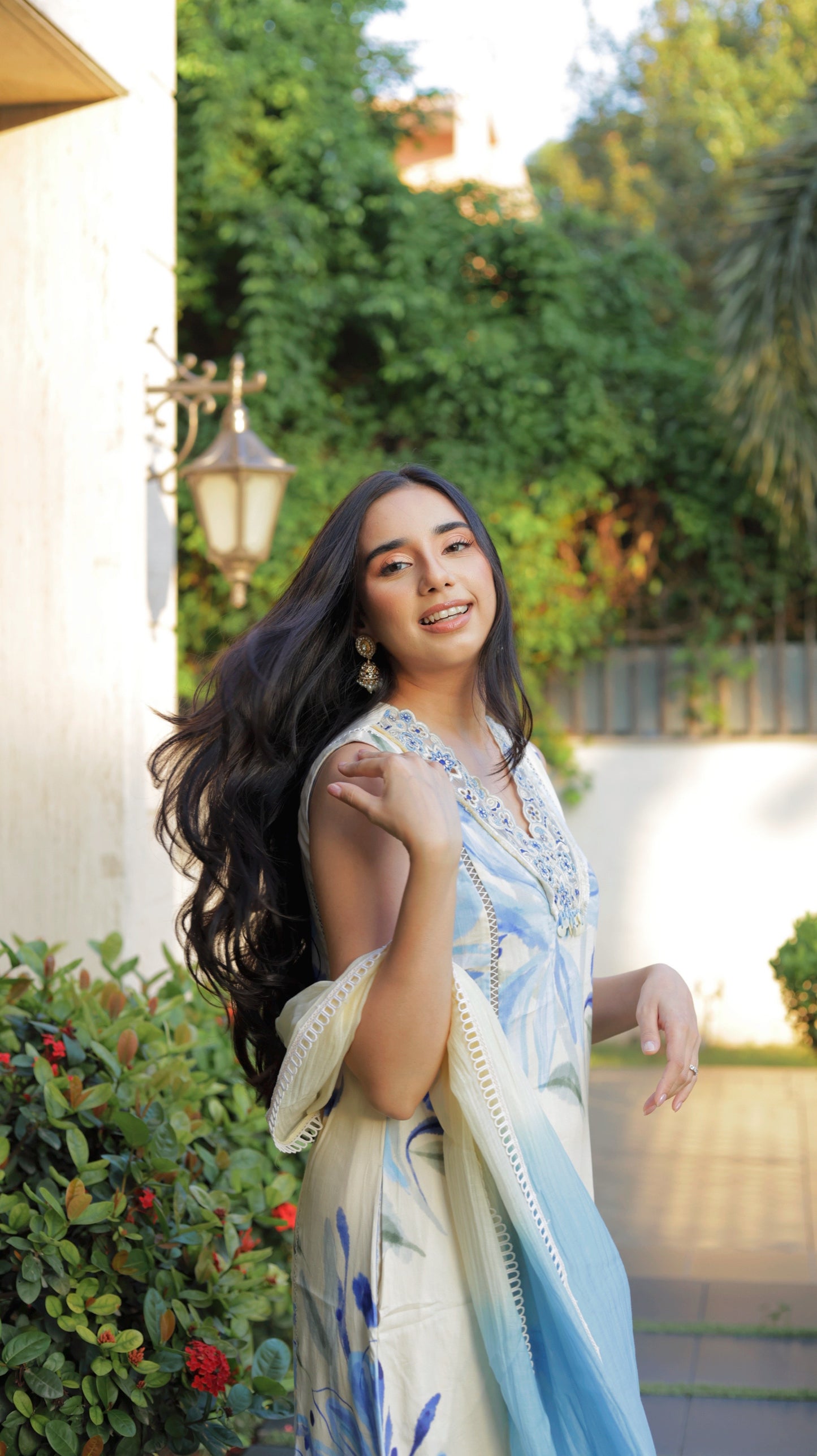 Anupreet Sidhu in Canary A-Line Sleeveless Kurta Set