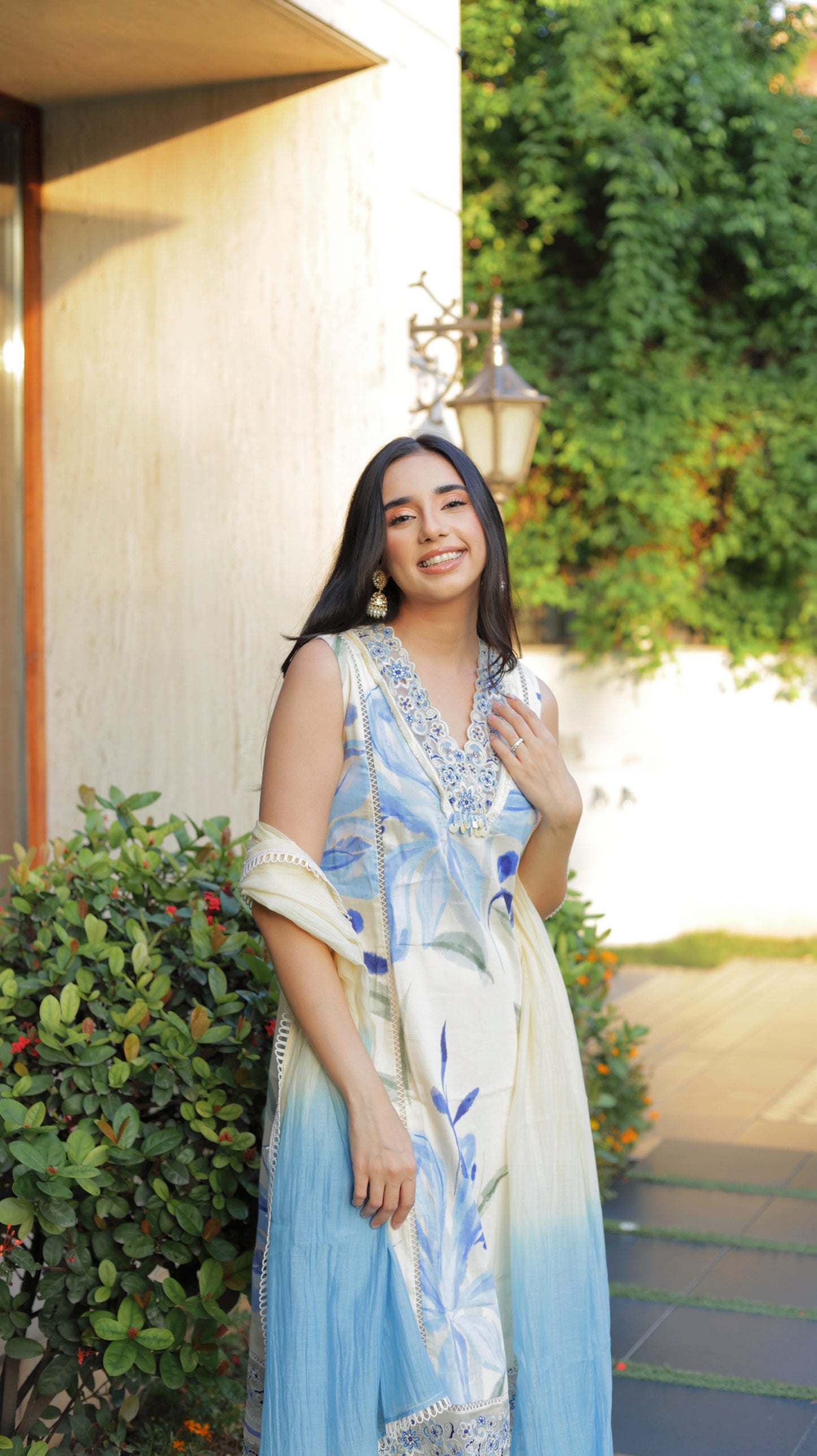 Anupreet Sidhu in Canary A-Line Sleeveless Kurta Set