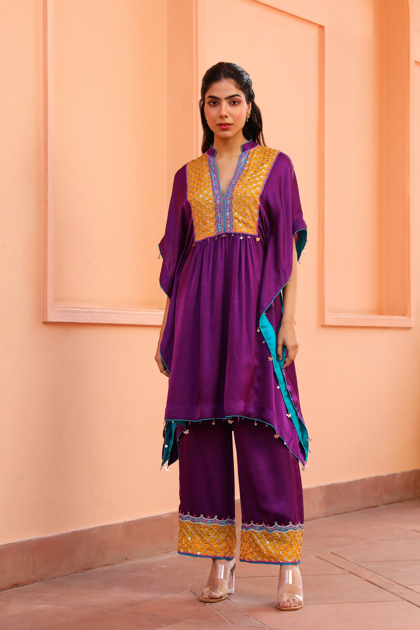 Aubergine Kaftan Set