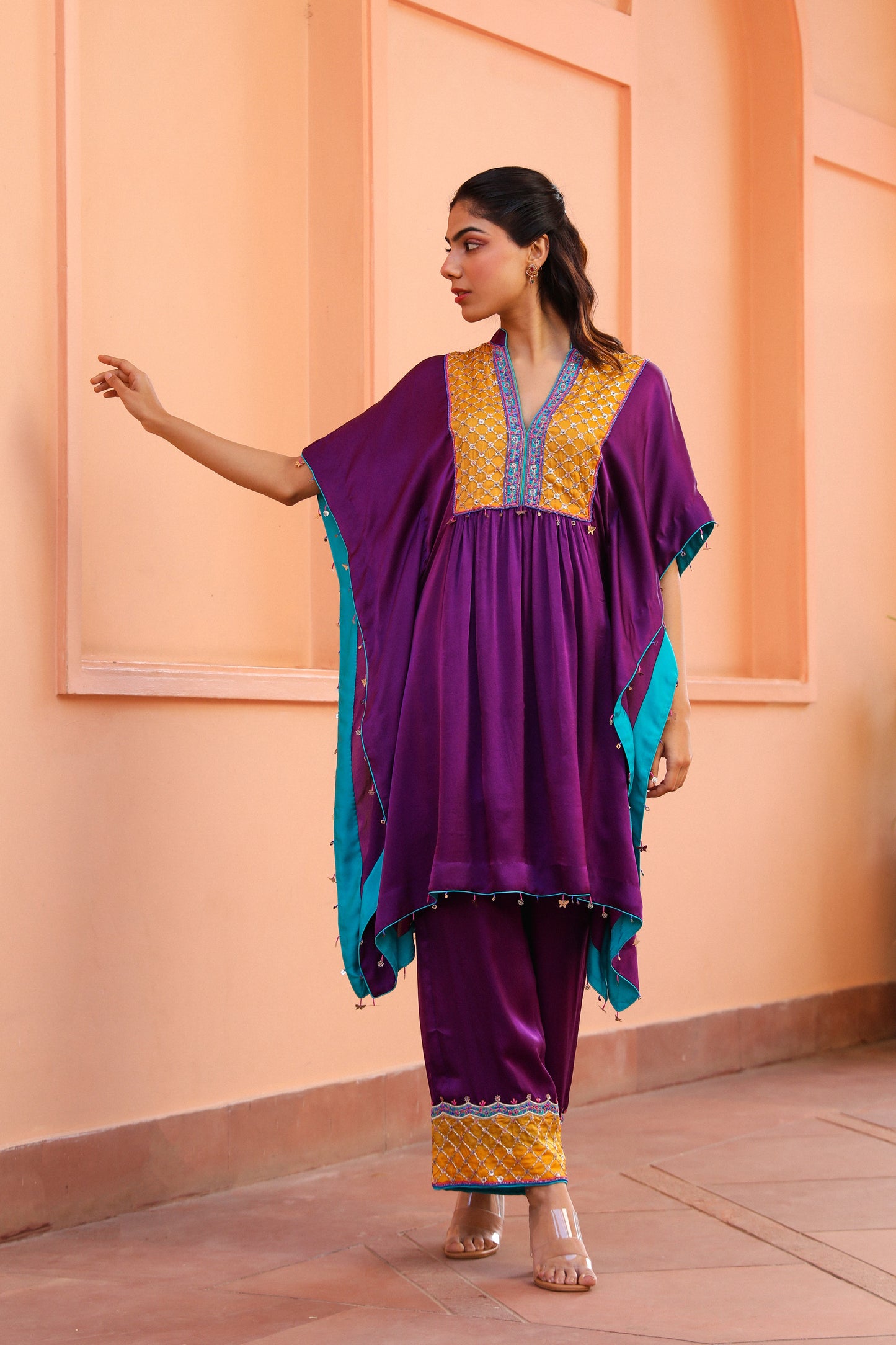 Aubergine Kaftan Set