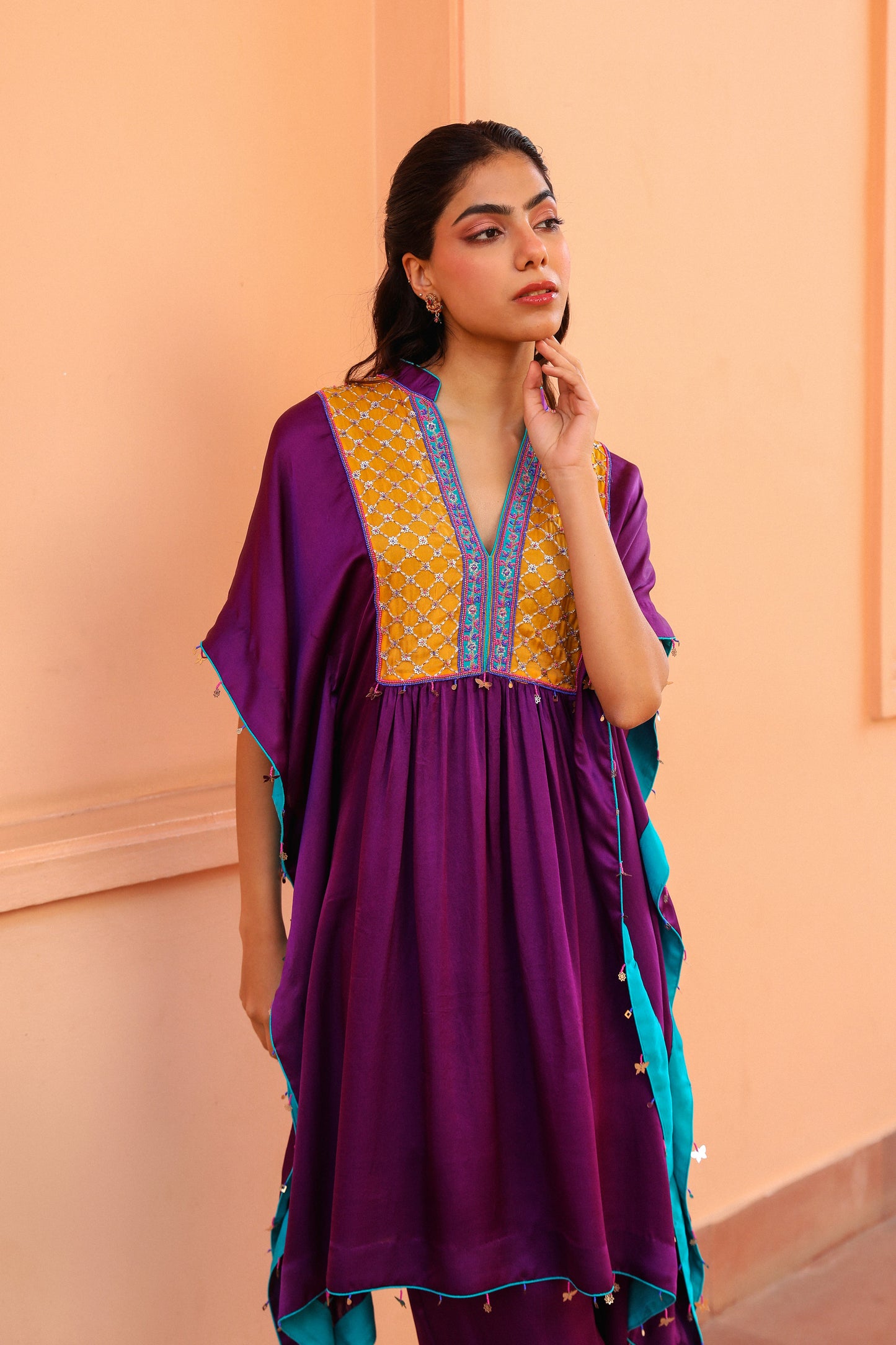 Aubergine Kaftan Set