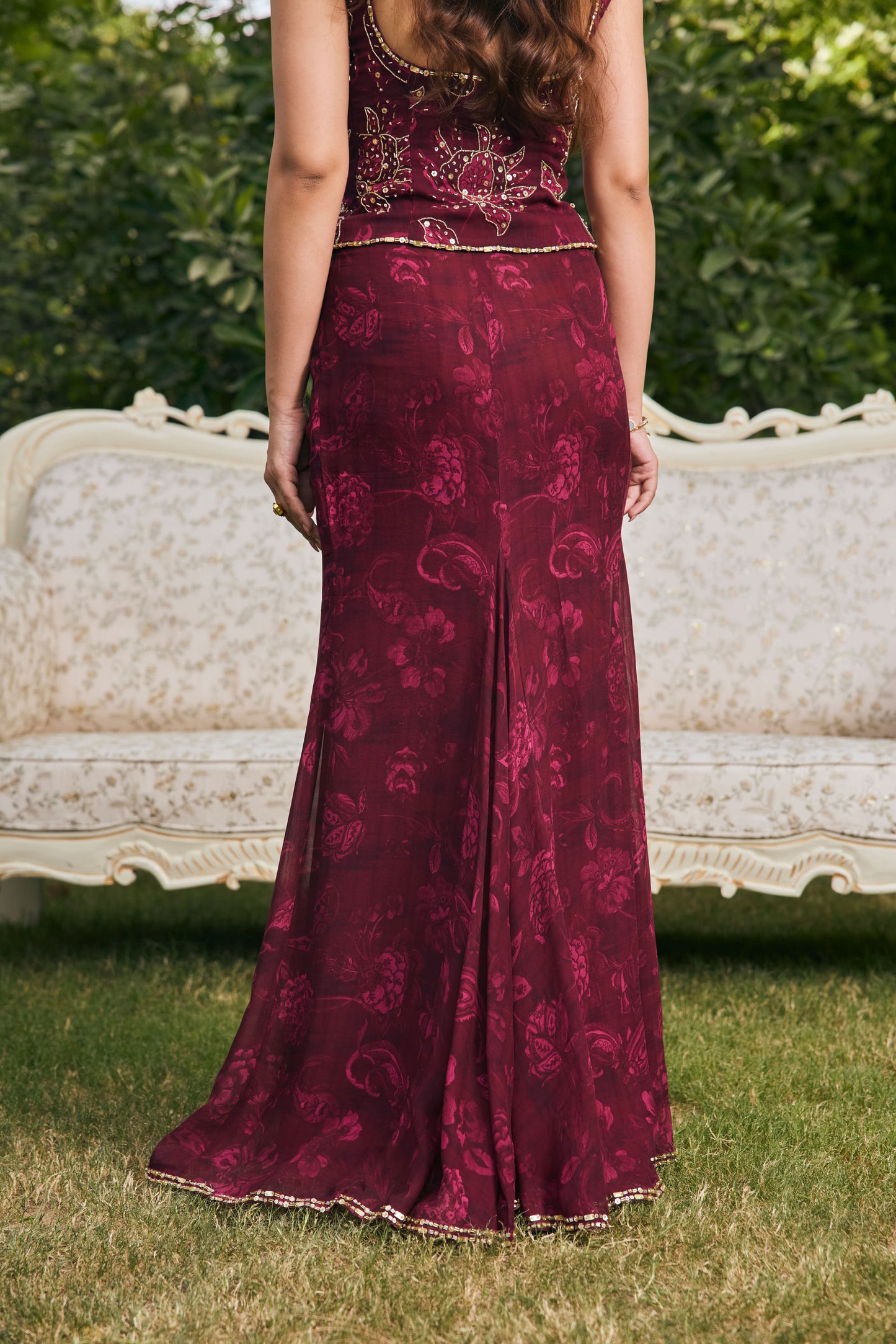 Ophelia Fish Cut Skirt Set with Blouse & Dupatta
