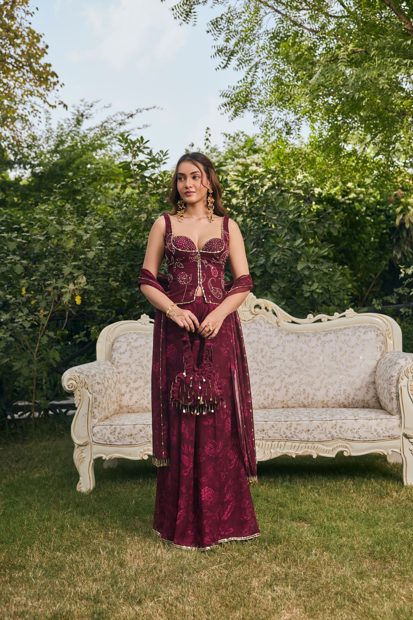 Ophelia Fish Cut Skirt Set with Blouse & Dupatta