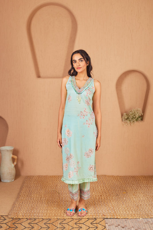 Lovebird Sleeveless Kurta Set