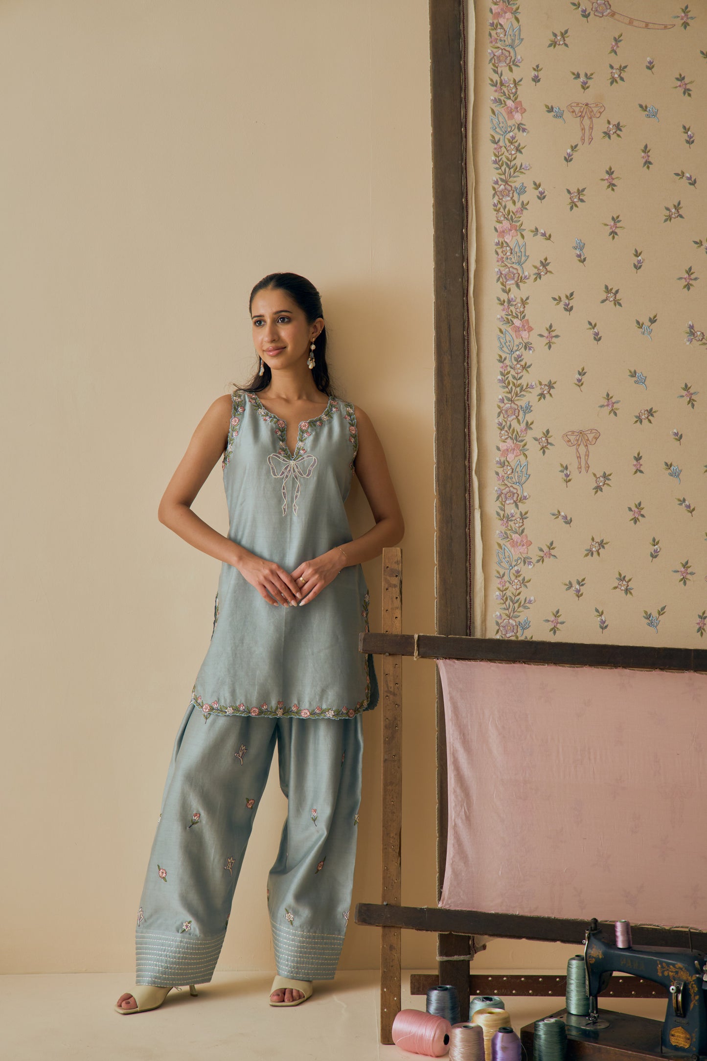 Aasmani Kurta Set with Farshi Salwar