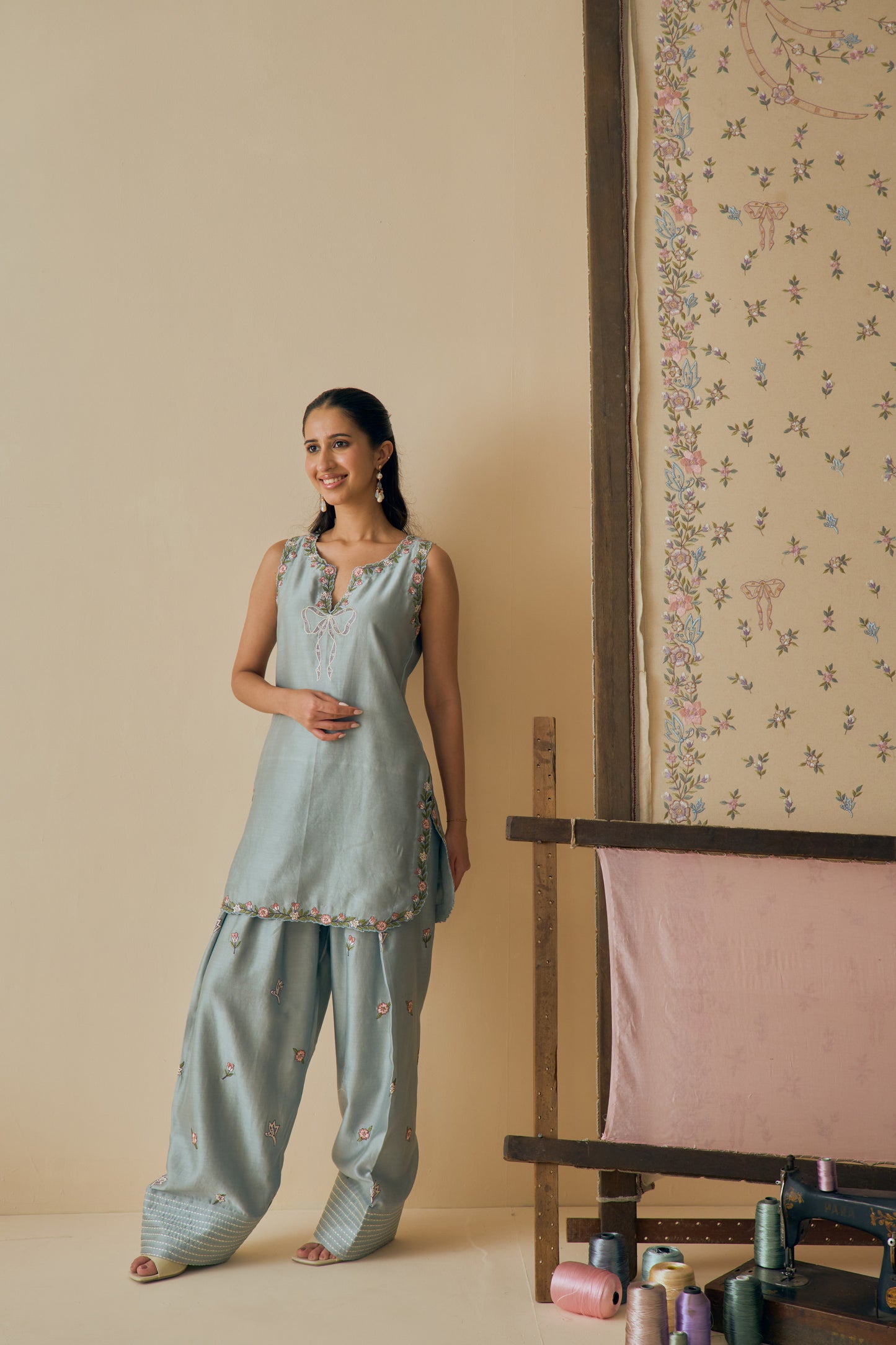 Aasmani Kurta Set with Farshi Salwar