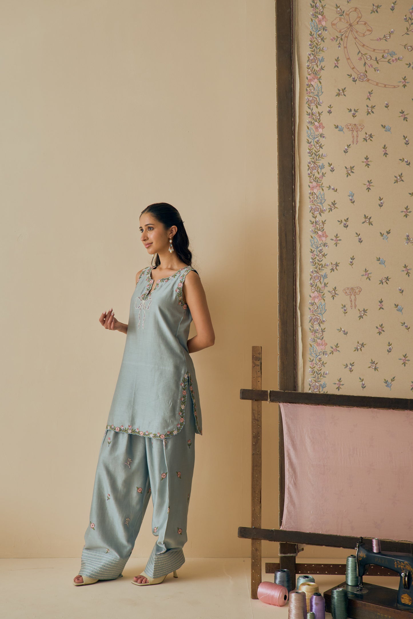 Aasmani Kurta Set with Farshi Salwar