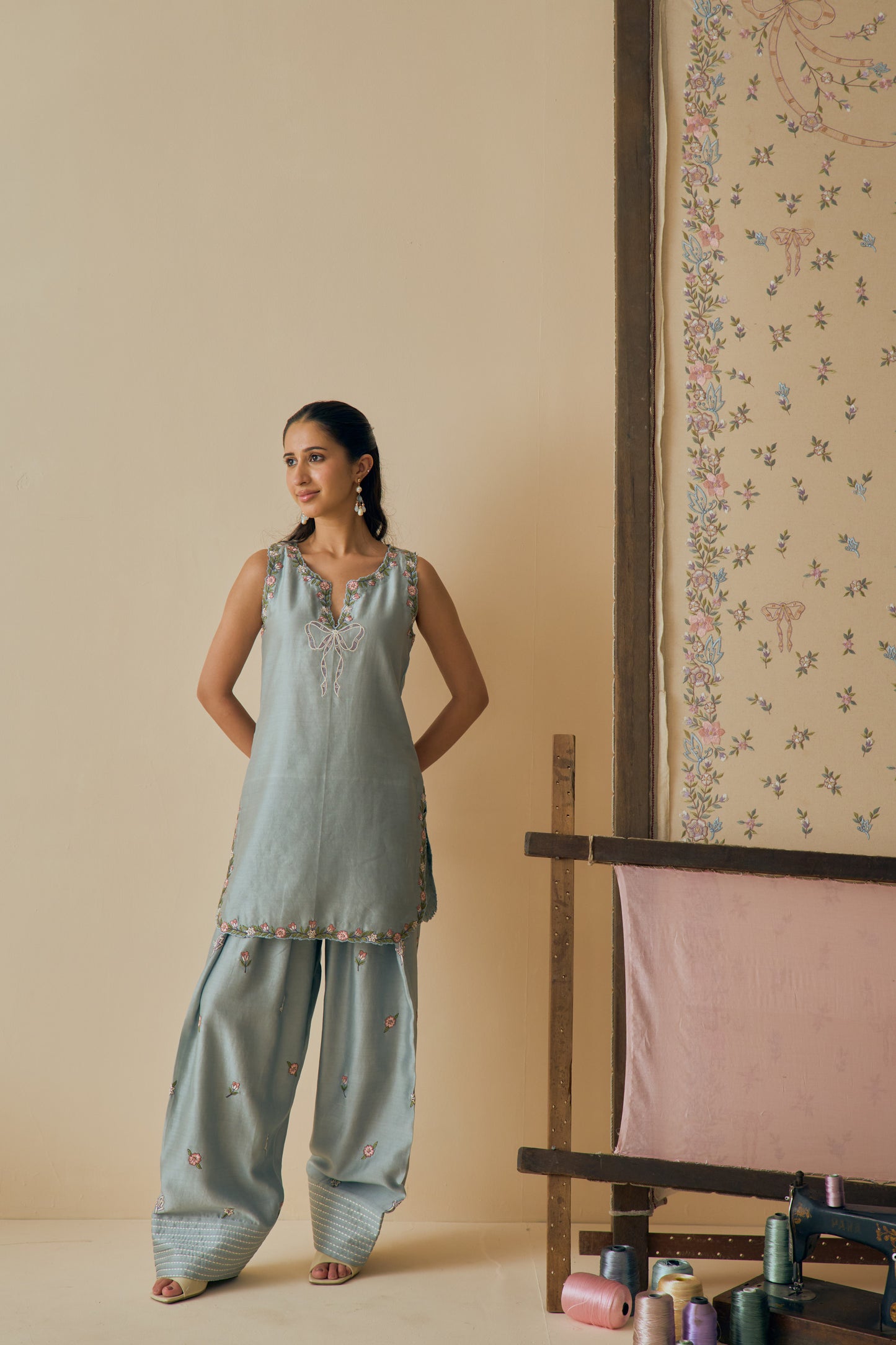 Aasmani Kurta Set with Farshi Salwar