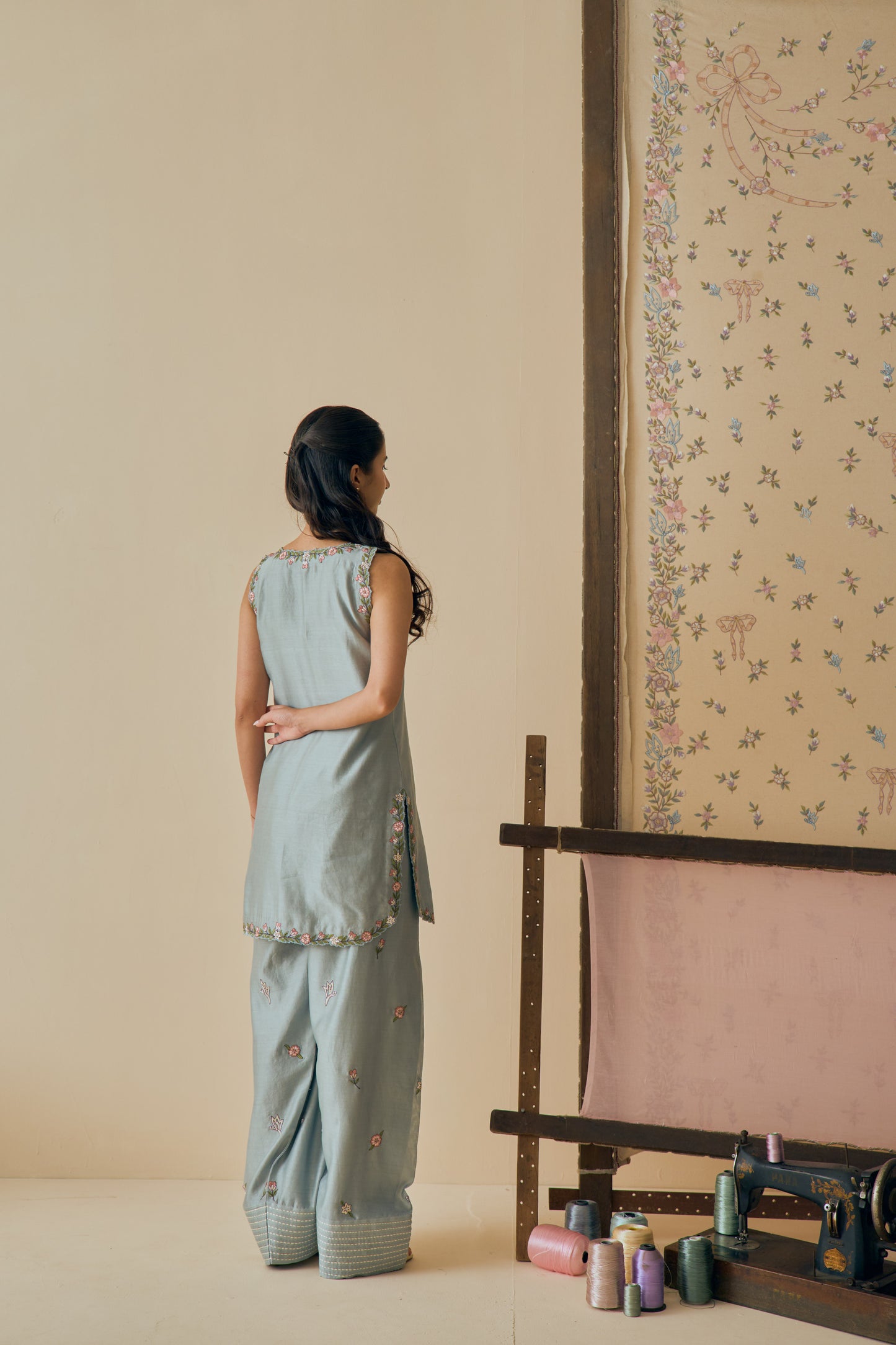 Aasmani Kurta Set with Farshi Salwar