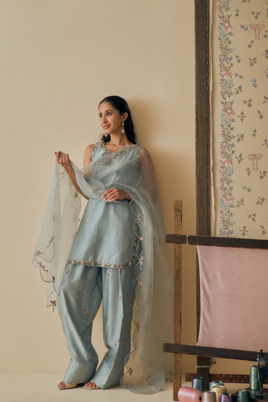 Aasmani Kurta Set with Farshi Salwar