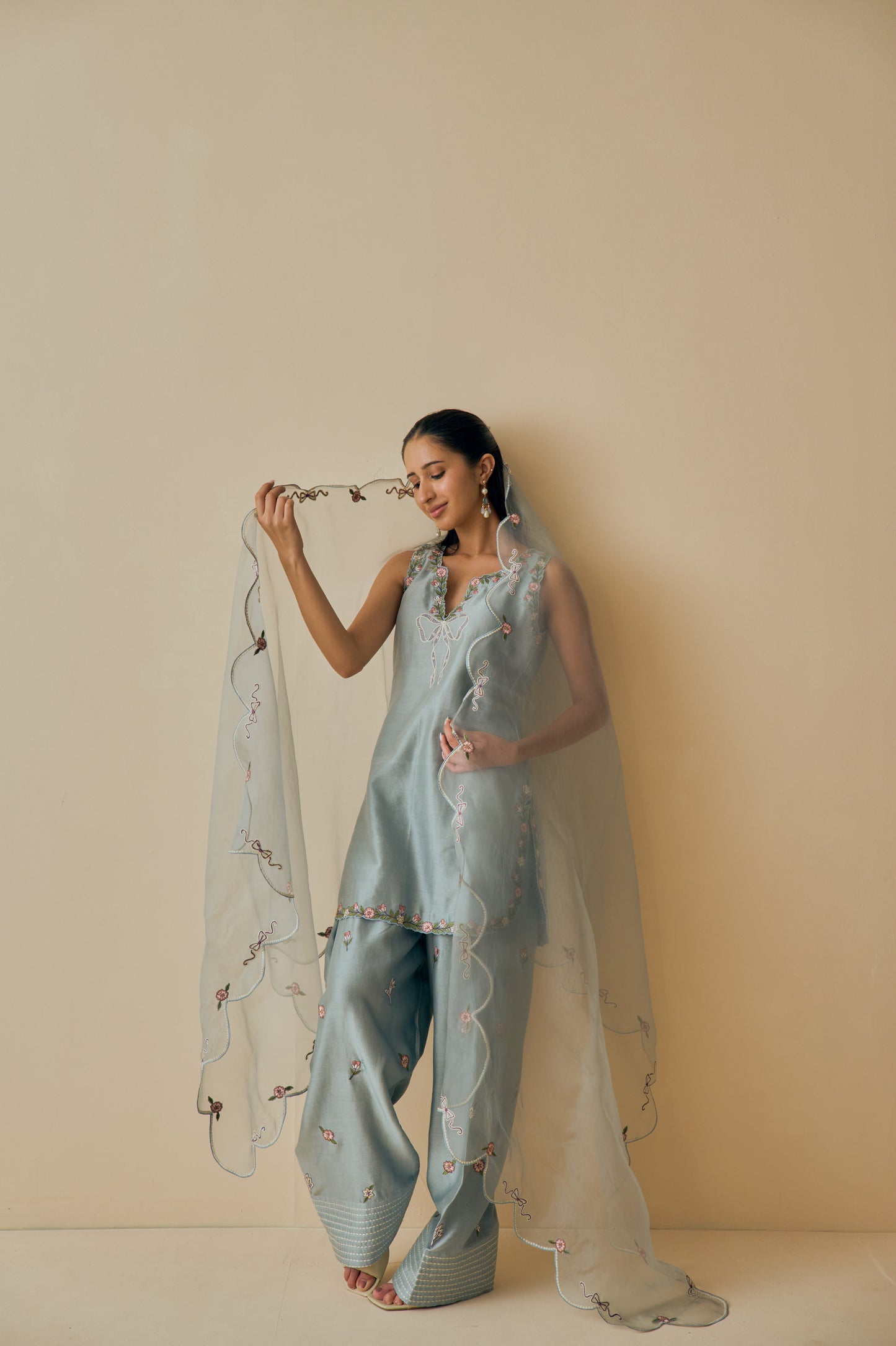 Aasmani Kurta Set with Farshi Salwar