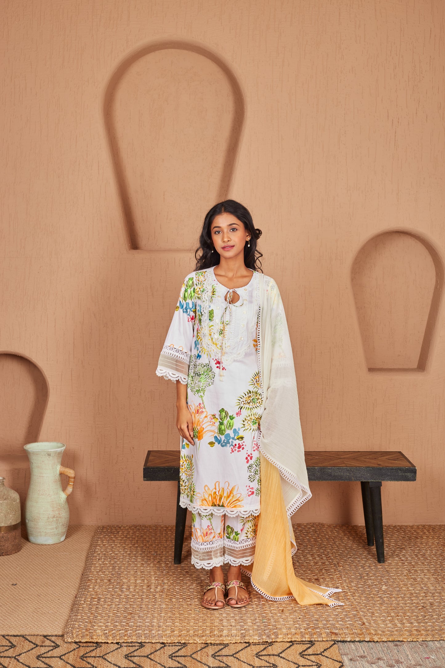 Pelican Lace Kurta Set